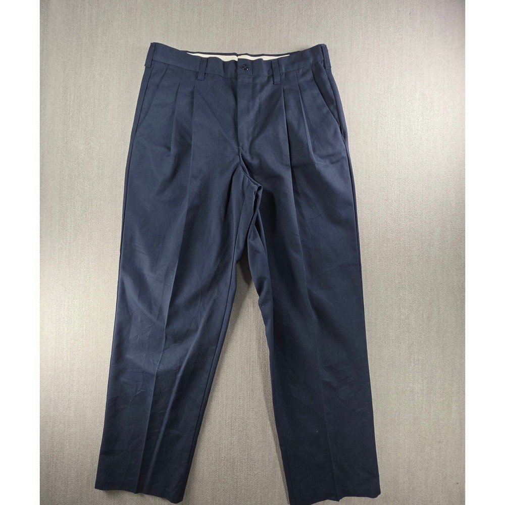 Cintas ComfortFLEX Pants Mens 33 Navy‎ Blue Pleated Straight Work Trousers